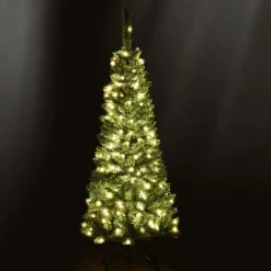Discount 4.5ft Pre-Lit Hinged Pencil Christmas Tree 150 White Lights Pre-Lit