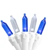 Discount 50-Count Blue and White LED Mini Christmas Lights, 16.25ft White Wire Led