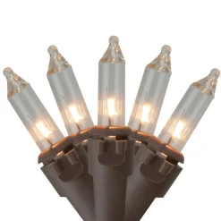 35-Count Clear Mini Christmas Lights Set, 7ft Brown Wire Incandescent