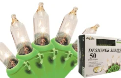 Discount 50-Count Clear Mini Christmas Light Set, 14ft Green Wire Incandescent