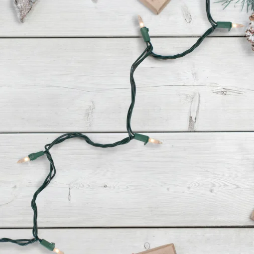 Outlet 10-Count Clear Mini Christmas Light Set - 3' Green Wire Incandescent