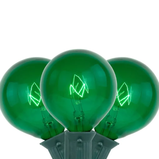 Discount 10-Count Green G50 Globe Christmas Patio Lights- 9ft, Green Wire Globes
