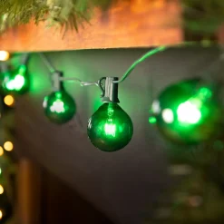 Discount 10-Count Green G50 Globe Christmas Patio Lights- 9ft, Green Wire Globes