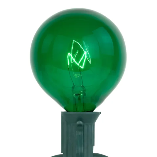 Discount 10-Count Green G50 Globe Christmas Patio Lights- 9ft, Green Wire Globes