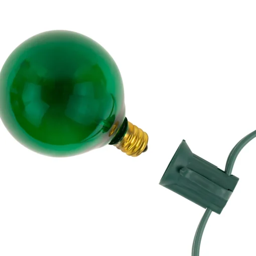 Discount 10-Count Green G50 Globe Christmas Patio Lights- 9ft, Green Wire Globes