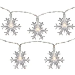 Clearance 10-Count LED Snowflake Christmas Fairy Lights, 4.25ft, Copper Wire Fairys