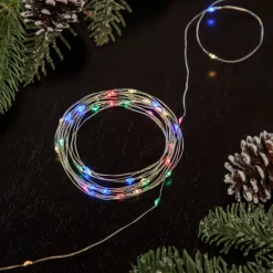 Discount 50-Count Multicolor LED Micro Fairy Christmas Lights - 16ft, Copper Wire Fairys