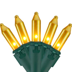 Best 100-Count O[aque Gold Mini Christmas Lights - 28.75' Green Wire Incandescent