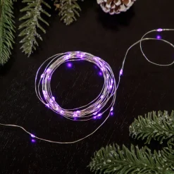 Discount 50-Count Purple LED Micro Fairy Christmas Lights - 16ft, Copper Wire Fairys
