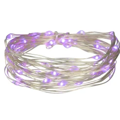 Discount 50-Count Purple LED Micro Fairy Christmas Lights - 16ft, Copper Wire Fairys