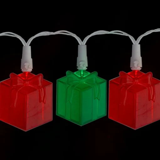 Sale 20-Count Red and Green LED Novelty Christmas Lights 9.5ft White Wire Novelty