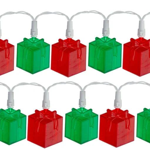 Sale 20-Count Red and Green LED Novelty Christmas Lights 9.5ft White Wire Novelty