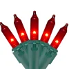 50-Count Red Mini Christmas Light Set, 10ft Green Wire Incandescent