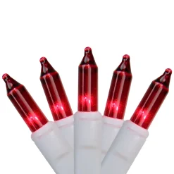 Hot 100-Count Red Mini Christmas Light Set, 49.6ft White Wire Incandescent
