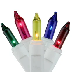 Outlet 300-Count Shimmering Multi-Color Mini Christmas Icicle Light Set, 8.5ft White Wire Icicles