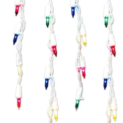 Outlet 300-Count Shimmering Multi-Color Mini Christmas Icicle Light Set, 8.5ft White Wire Icicles