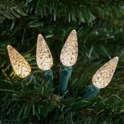 Best 200-Count Warm White LED Faceted C6 Christmas Lights, 66.25 ft Green Wire C5 & C6 Lights
