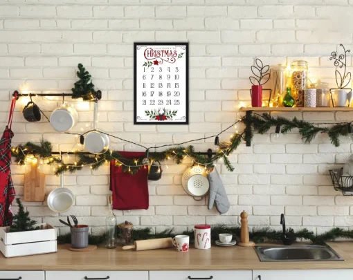 Best Countdown to Christmas 16.5" x 23.5" Framed Christmas Wall Decor Art Print Sign Poster in a Black Wooden Frame with UV Acrylic and Hangers Wall