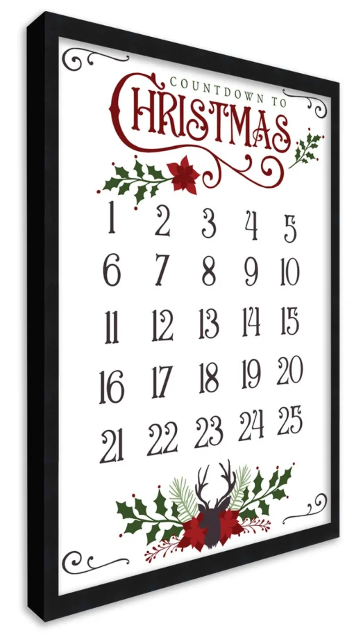 Best Countdown to Christmas 16.5" x 23.5" Framed Christmas Wall Decor Art Print Sign Poster in a Black Wooden Frame with UV Acrylic and Hangers Wall
