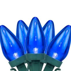 25ct Blue LED C7 Christmas Lights - 17ft Green Wire C7 & C9 Lights