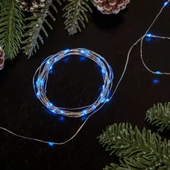 Clearance 100ct Blue LED Micro Fairy Lights, 16ft Copper Wire Fairys