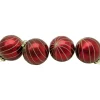 Sale 4ct Burgundy Red and Gold Glitter Striped Glass Christmas Ball Ornaments 3" (76mm) Glass|Ball Ornaments