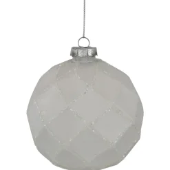 Sale 4ct Glittered White Christmas Glass Ball Ornaments 3.75" (95mm) Glass|Ball Ornaments