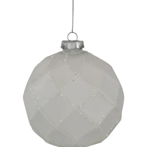 Sale 4ct Glittered White Christmas Glass Ball Ornaments 3.75" (95mm) Glass|Ball Ornaments