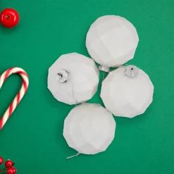 Sale 4ct Glittered White Christmas Glass Ball Ornaments 3.75" (95mm) Glass|Ball Ornaments