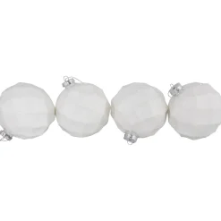 Sale 4ct Glittered White Christmas Glass Ball Ornaments 3.75