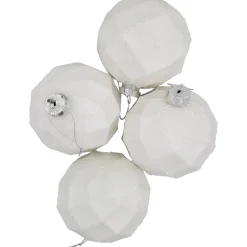 Sale 4ct Glittered White Christmas Glass Ball Ornaments 3.75
