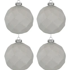 Sale 4ct Glittered White Christmas Glass Ball Ornaments 3.75