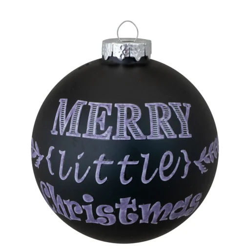 Best 4ct Matte Black Merry Little Christmas Glass Ball Ornaments 2.5-Inch (65mm) Ball Ornaments|Glass