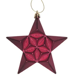 Clearance 12ct Matte Burgundy Glittered Star Shatterproof Christmas Ornaments 5" Symbols
