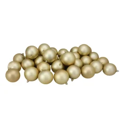 Clearance 32ct Matte Champagne Gold Shatterproof Christmas Ball Ornaments 3.25" (80mm) Ball Ornaments|Shatterproof Balls