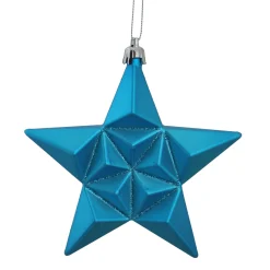 Best 12ct Matte Turquoise Blue Glittered Star Shatterproof Christmas Ornaments 5" (127mm) Symbols
