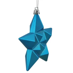 Best 12ct Matte Turquoise Blue Glittered Star Shatterproof Christmas Ornaments 5" (127mm) Symbols