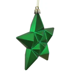 Discount 12ct Matte Xmas Green and Gold Glittered Star Shatterproof Christmas Ornaments 5" Symbols