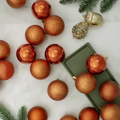 24ct Orange Shatterproof 4-Finish Christmas Ball Ornaments 2.5" (60mm) Shatterproof Balls|Ball Ornaments
