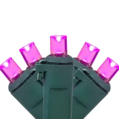 Best 50ct Pink LED Wide Angle Christmas Lights, 16.25ft Green Wire Led