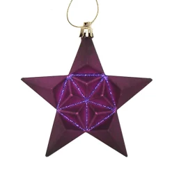 Clearance 12ct Purple Shatterproof 2-Finish Star Christmas Ornaments 5" Symbols
