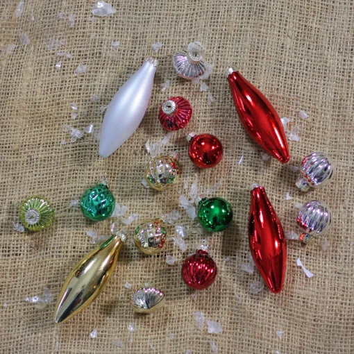 Outlet 16ct Red and Green Traditional Finial Christmas Ornaments 4" (101mm) Ball Ornaments|Glass