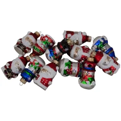 Online 12ct Red Winter Snowmen and Santa Claus Figurine Glass Christmas Ornaments 2.5" Santa Claus