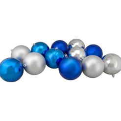 Sale 12ct Silver and Blue 2-Finish Shatterproof Ball Christmas Ornaments 4" Shatterproof Balls|Ball Ornaments