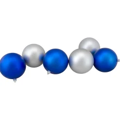 Sale 12ct Silver and Blue 2-Finish Shatterproof Ball Christmas Ornaments 4" Shatterproof Balls|Ball Ornaments