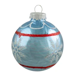 Discount 4ct Silver and Blue Snowflake Glass Ball Christmas Ornament 2.75