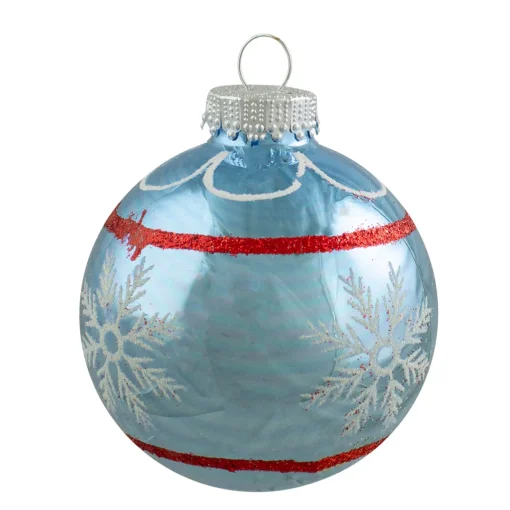 Discount 4ct Silver and Blue Snowflake Glass Ball Christmas Ornament 2.75" (70mm) Ball Ornaments|Glass