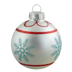 Discount 4ct Silver and Blue Snowflake Glass Ball Christmas Ornament 2.75