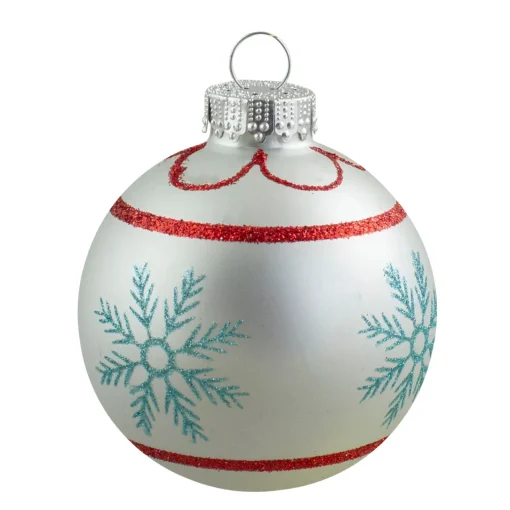 Discount 4ct Silver and Blue Snowflake Glass Ball Christmas Ornament 2.75" (70mm) Ball Ornaments|Glass