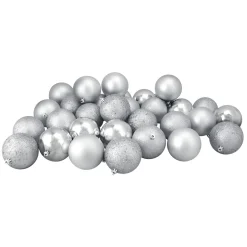 Online 32ct Silver Shatterproof 4 Finish Christmas Ball Ornaments 3.25" (80mm) Ball Ornaments|Shatterproof Balls